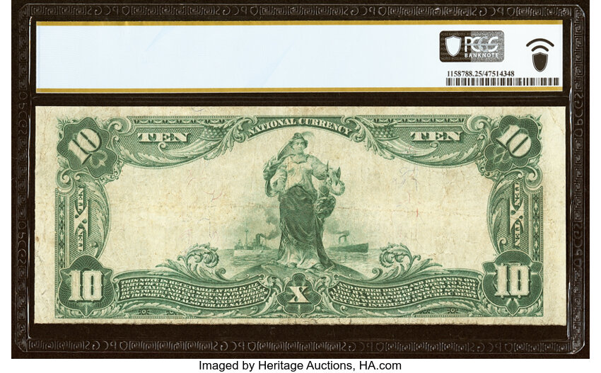 image for: Blackstone, VA - $10 1902 Plain Back Fr. 626 The First National Bank Ch. # (S)9224 PCGS Banknote Very Fine 25....