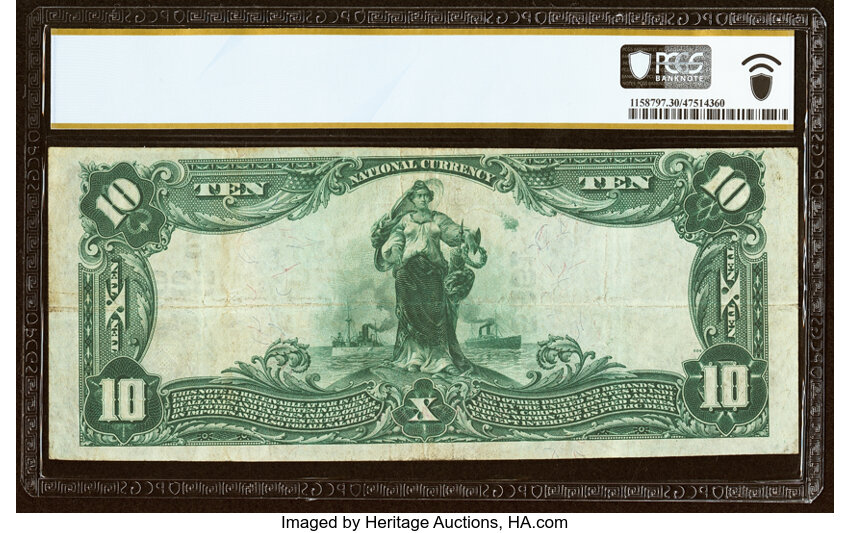 image for: Harrisonburg, VA - $10 1902 Plain Back Fr. 633 The Rockingham National Bank Ch. # (S)5261 PCGS Banknote Very Fine 30....