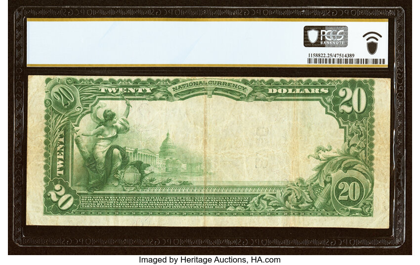 image for: Lynchburg, VA - $20 1902 Plain Back Fr. 650 The Peoples National Bank Ch. # 2760 PCGS Banknote Very Fine 25....