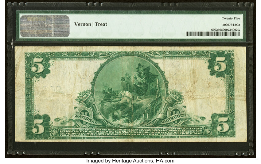 image for: North Attleborough, MA - $5 1902 Plain Back Fr. 600 The Manufacturers National Bank Ch. # 9086 PMG Very Fine 25....