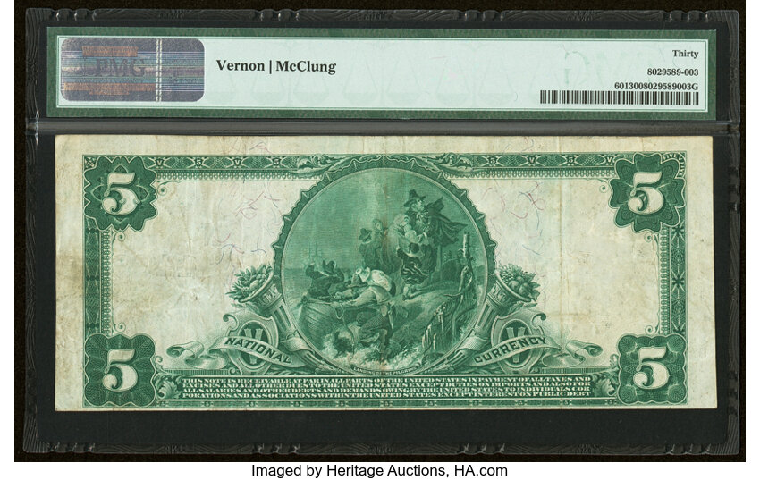 image for: Reading, MA - $5 1902 Plain Back Fr. 601 The First National Bank Ch. # (N)4488 PMG Very Fine 30....