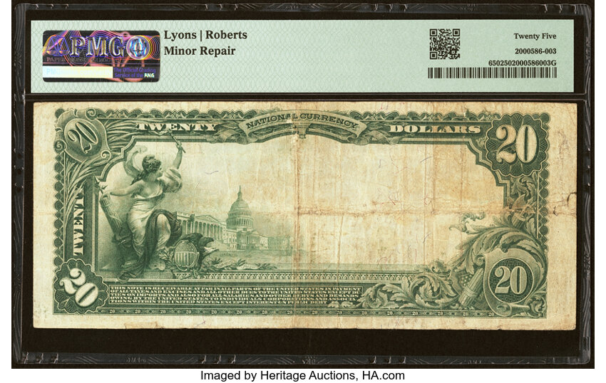 image for: Amherst, MA - $20 1902 Plain Back Fr. 650 The First National Bank Ch. # (N)393 PMG Very Fine 25....
