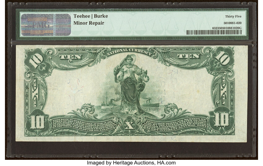 image for: Pittsburgh, PA - $10 1902 Plain Back Fr. 632 The First National Bank Ch. # 252 PMG Choice Very Fine 35....