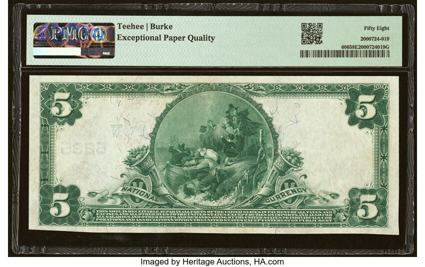image for: Torrington, CT - $5 1902 Plain Back Fr. 606 The Torrington National Bank Ch. # (N)5235 PMG Choice About Unc 58 EPQ....