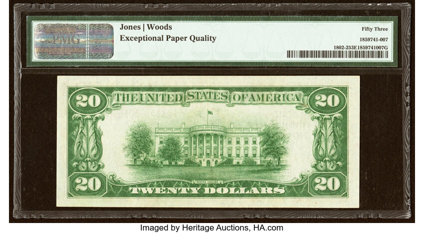 image for: Houston, TX - $20 1929 Ty. 2 First National Bank Ch. # 13683 PMG About Uncirculated 53 EPQ....