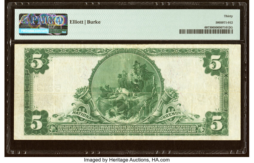image for: Johnstown, PA - $5 1902 Plain Back Fr. 607 The United States National Bank Ch. # 5913 PMG Very Fine 30....