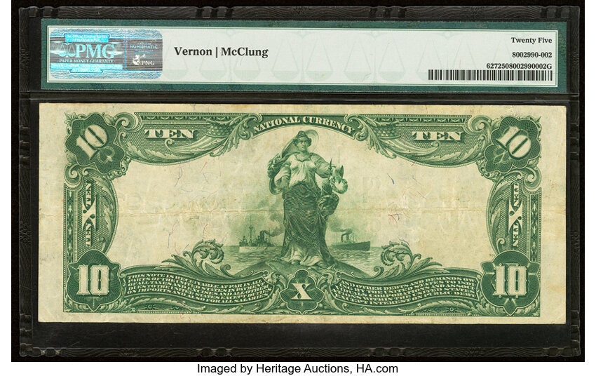 image for: Houston, TX - $10 1902 Plain Back Fr. 627 The Union National Bank Ch. # 9712 PMG Very Fine 25....