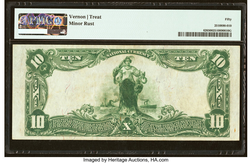 image for: Green Bay, WI - $10 1902 Plain Back Fr. 626 The Citizens National Bank Ch. # 3884 PMG About Uncirculated 50....