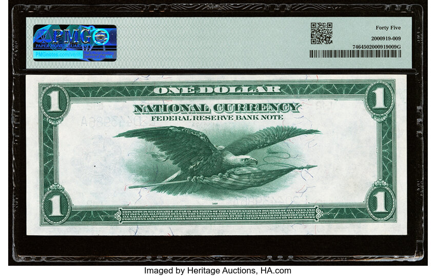 image for: Fr. 746 $1 1918 Federal Reserve Bank Note PMG Choice Extremely Fine 45....
