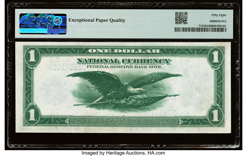 image for: Fr. 715 $1 1918 Federal Reserve Bank Note PMG Choice About Unc 58 EPQ....