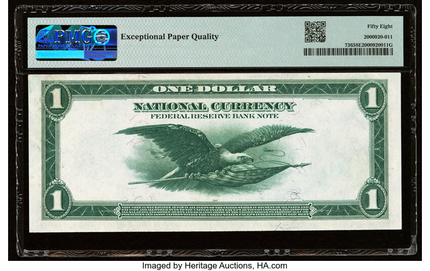 image for: Fr. 736 $1 1918 Federal Reserve Bank Note PMG Choice About Unc 58 EPQ....