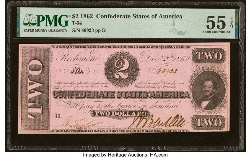 image for: T54 $2 1862 PF-11 Cr. 392 PMG About Uncirculated 55 EPQ....