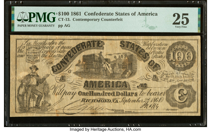 image for: CT13/56C $100 1861 Contemporary Counterfeit PMG Very Fine 25....