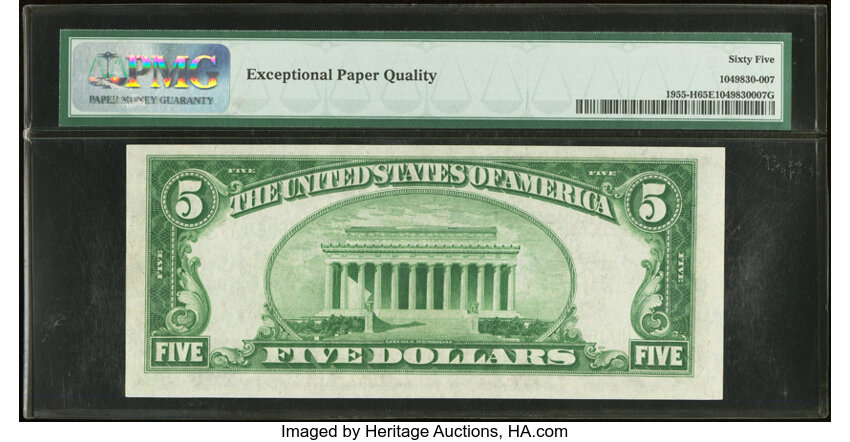 image for: Fr. 1955-H $5 1934 Light Green Seal Federal Reserve Note. PMG Gem Uncirculated 65 EPQ....