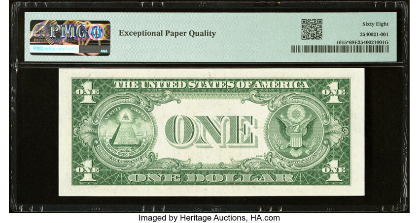 image for: Fr. 1615* $1 1935F Silver Certificate Star Note. PMG Superb Gem Unc 68 EPQ....