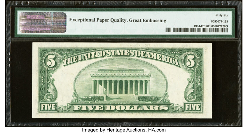 image for: Fr. 1964-D* $5 1950C Federal Reserve Star Note. PMG Gem Uncirculated 66 EPQ....