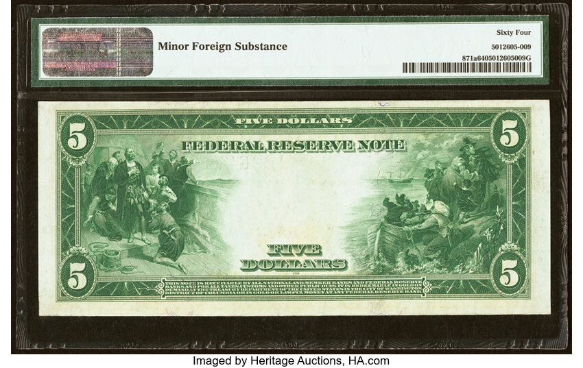image for: Fr. 871a $5 1914 Federal Reserve Note PMG Choice Uncirculated 64....