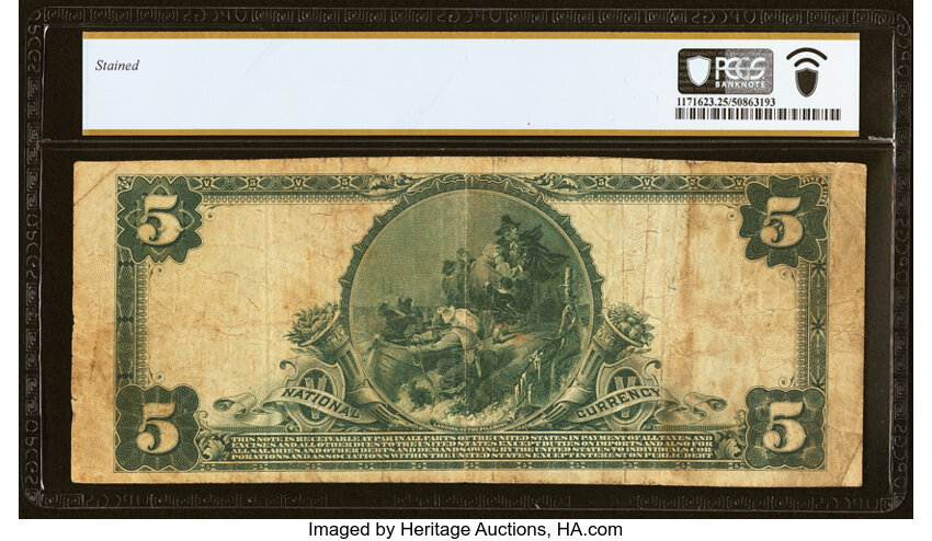 image for: Shelbyville, IN - $5 1902 Plain Back Fr. 602 The Farmers National Bank Ch. # (M)4800 PCGS Banknote Very Fine 25....