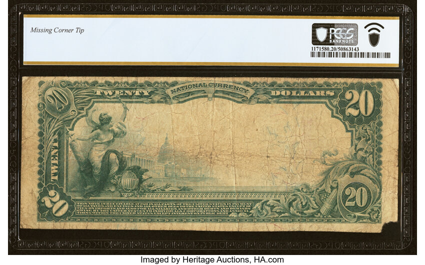 image for: Hammond, IN - $20 1902 Plain Back Fr. 651 The First National Bank Ch. # (M)3478 PCGS Banknote Very Fine 20....
