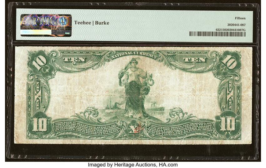 image for: Logansport, IN - $10 1902 Plain Back Fr. 632 The City National Bank Ch. # 5076 PMG Choice Fine 15....