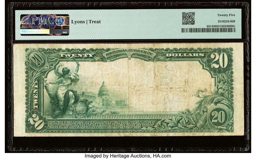 image for: Terre Haute, IN - $20 1902 Plain Back Fr. 651 The McKeen National Bank Ch. # (M)7922 PMG Very Fine 25....