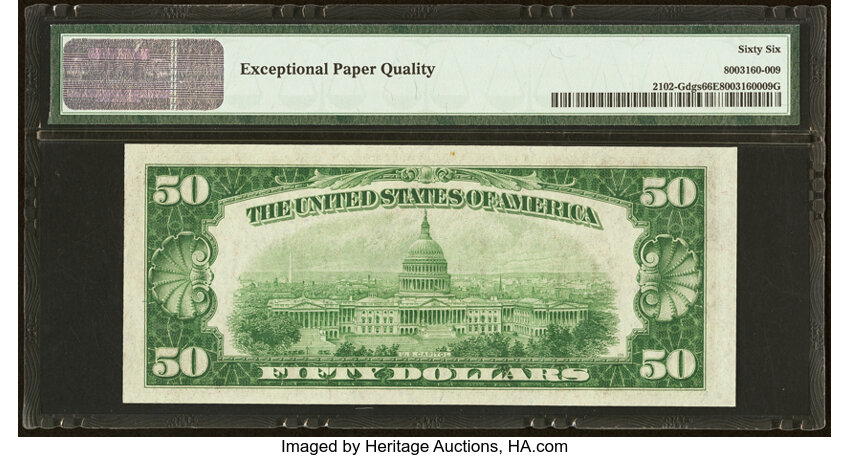 image for: Fr. 2102-G $50 1934 Federal Reserve Note. PMG Gem Uncirculated 66 EPQ....