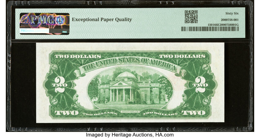 image for: Fr. 1501 $2 1928 Legal Tender Note. PMG Gem Uncirculated 66 EPQ....