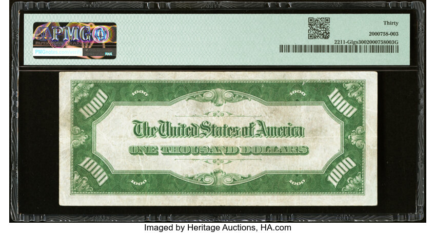 image for: Fr. 2211-G $1,000 1934 Light Green Seal Federal Reserve Note. PMG Very Fine 30....