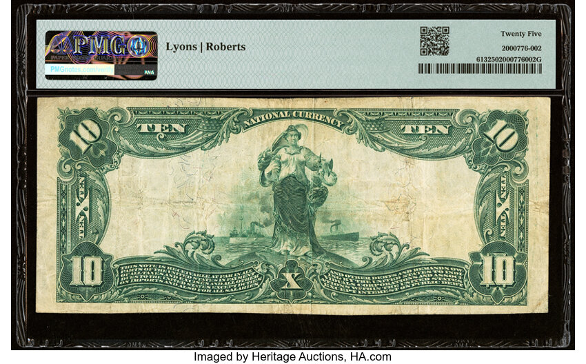 image for: Rochester, PA - $10 1902 Red Seal Fr. 613 The Peoples National Bank Ch. # (E)7749 PMG Very Fine 25....