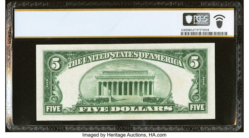 image for: Fr. 1529 $5 1928D Legal Tender Note. PCGS Banknote Superb Gem Unc 67 PPQ....