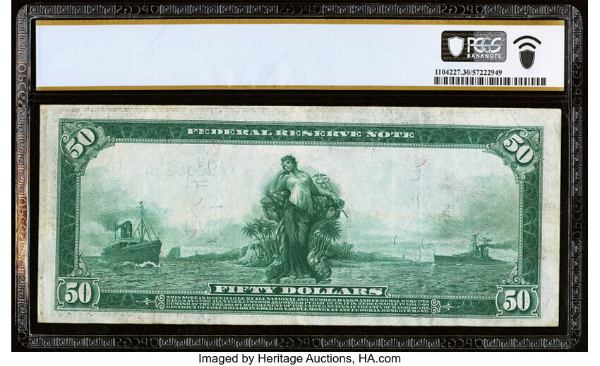 image for: Fr. 1025 $50 1914 Federal Reserve Note PCGS Banknote Very Fine 30....