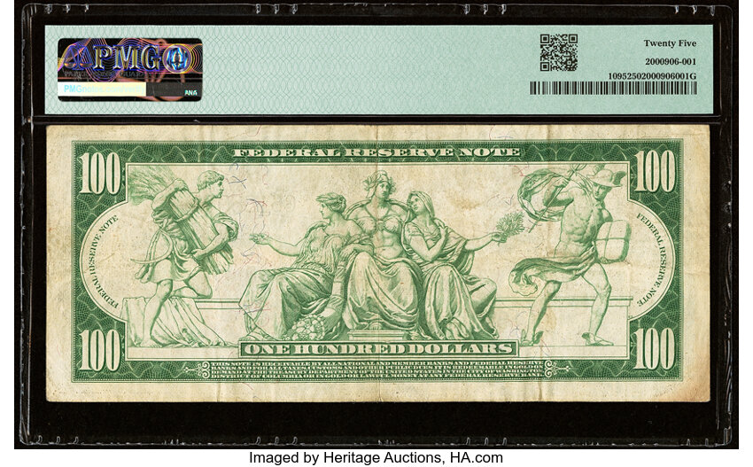 image for: Fr. 1095 $100 1914 Federal Reserve Note PMG Very Fine 25....