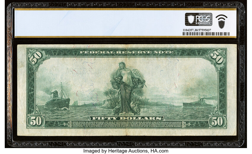 image for: Fr. 1063 $50 1914 Federal Reserve Note PCGS Banknote Very Fine 30 PPQ....
