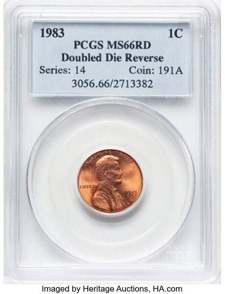 image for: 1983 1C Doubled Die Reverse, FS-801, MS66 Red PCGS....