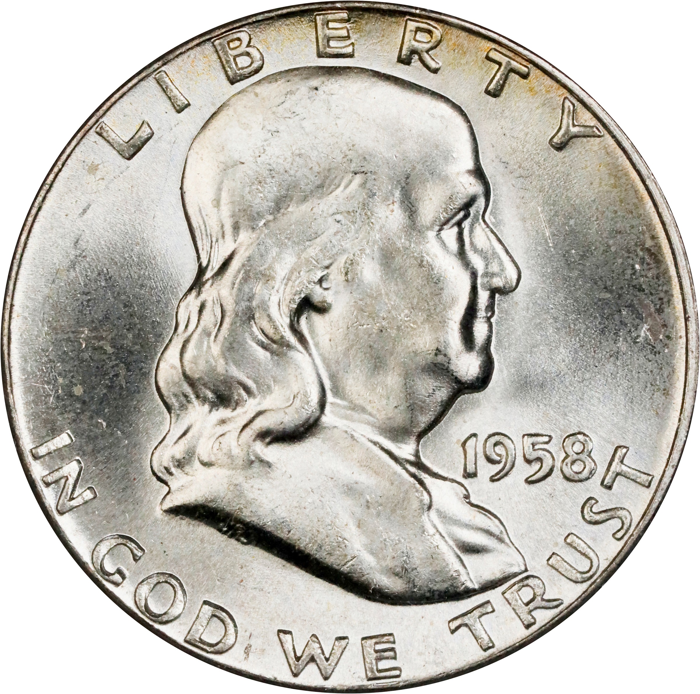 1958 Franklin Half Dollar. MS-65 (PCGS). CAC. OGH Generation 1.2 Rattler.