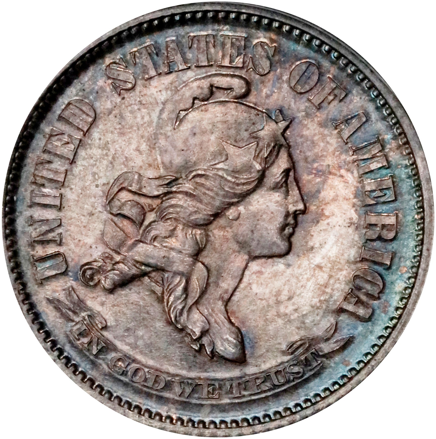 image for: 1869 Pattern Dime. Judd-696, Pollock-775. Rarity-5. Proof-63 (PCGS). OGH Generation 3.0.