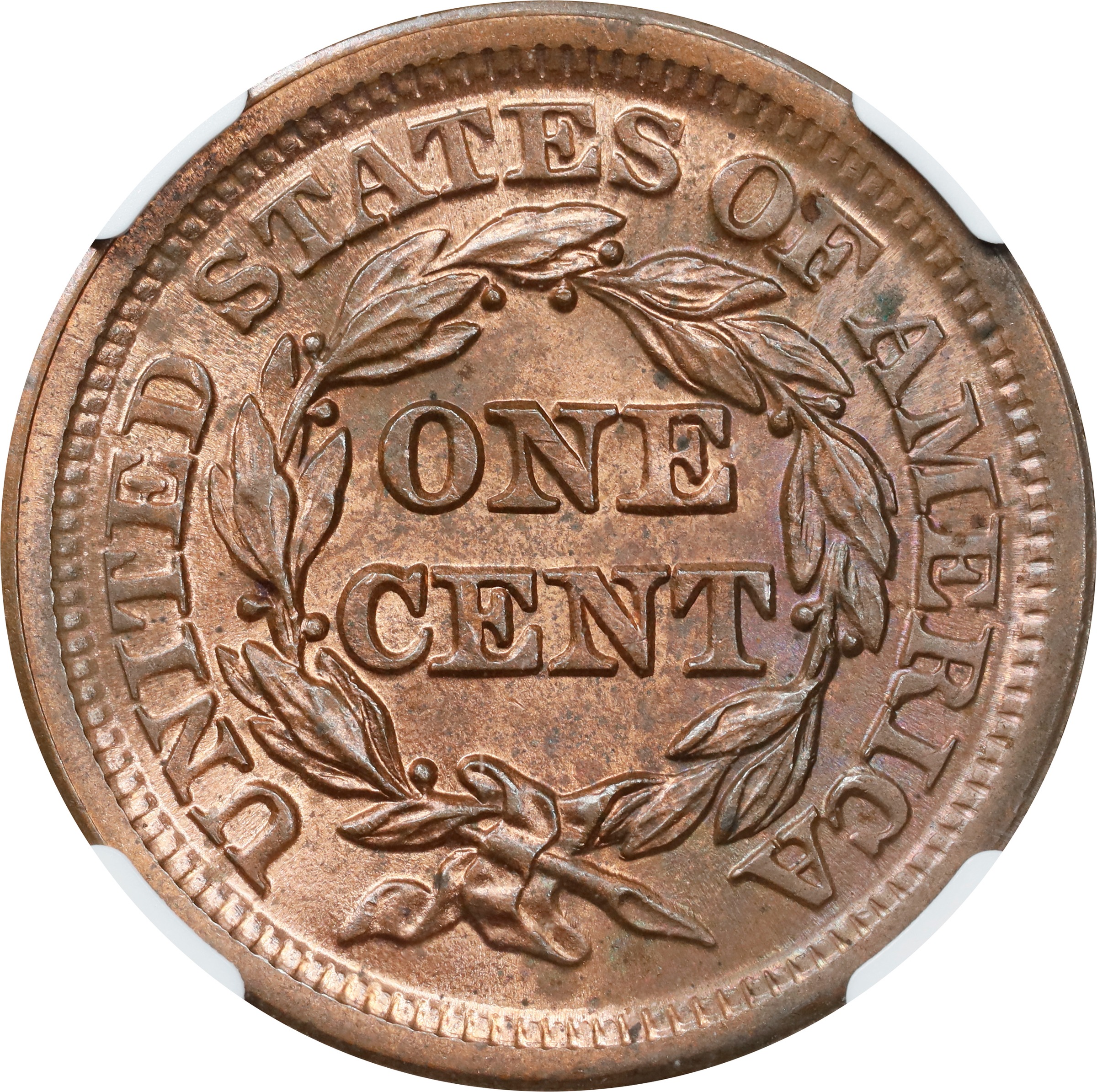 image for: 1853 Braided Hair Cent. N-3. Rarity-1. MS-65 RB (NGC).