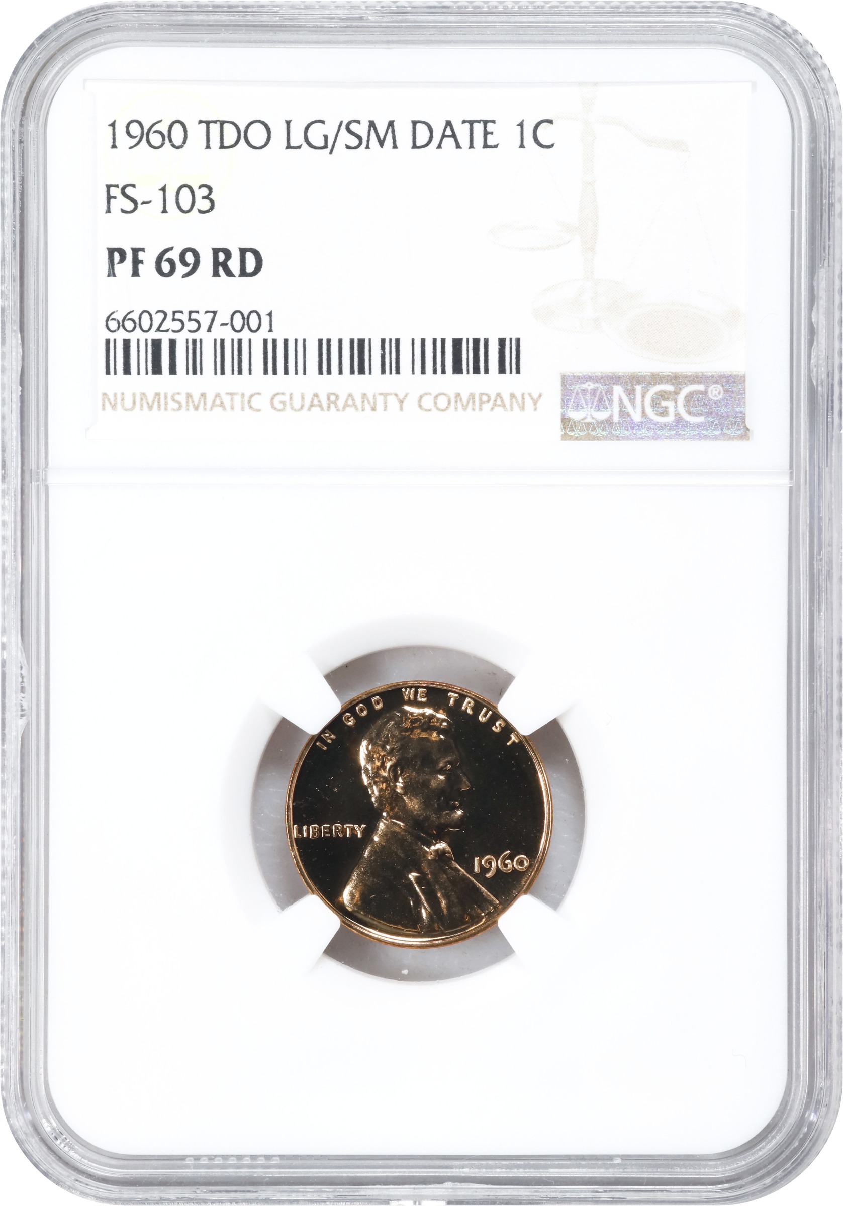 image for: 1960 Lincoln Cent. FS-103. Tripled Die Obverse, Large/Small Date. Proof-69 RD (NGC).
