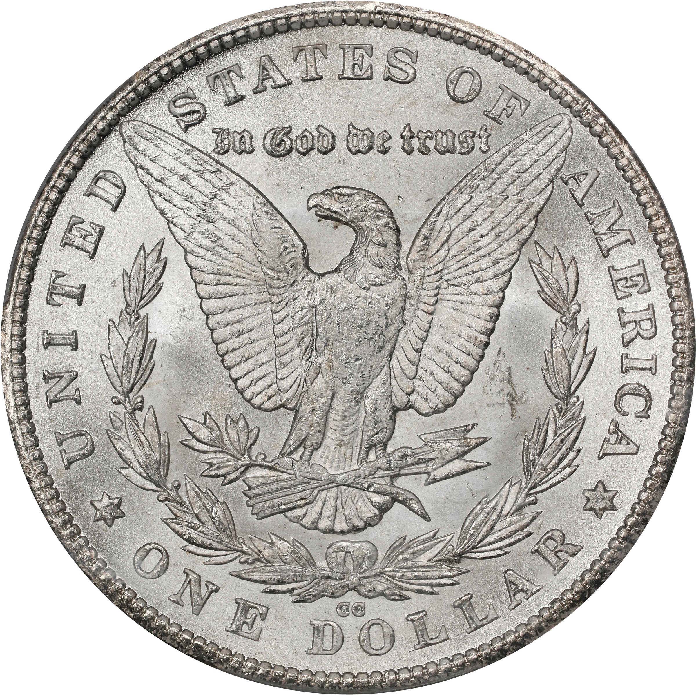image for: 1880-CC Morgan Silver Dollar. VAM-8. 8/7, Reverse of 1879. MS-63 (PCGS).
