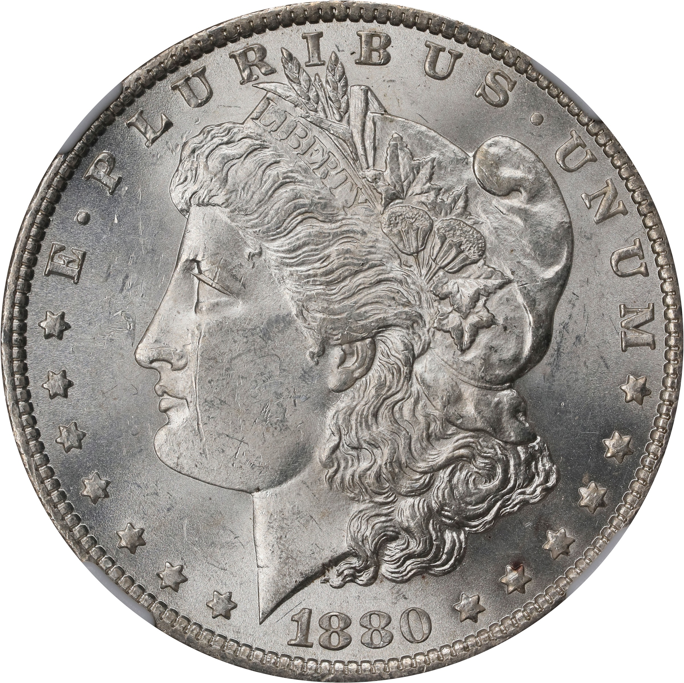 1880-O Morgan Silver Dollar. VAM-48. Top 100 Variety. Hangnail. MS-62 (NGC).