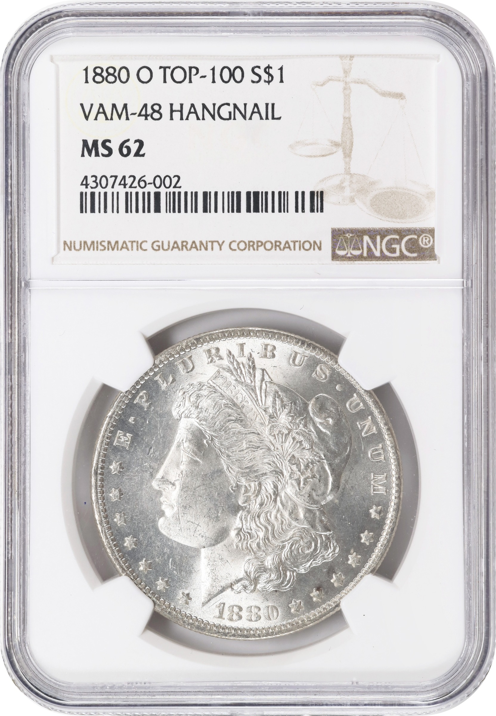 1880-O $1  Hangnail, VAM-48 MS62 thumbnail 3