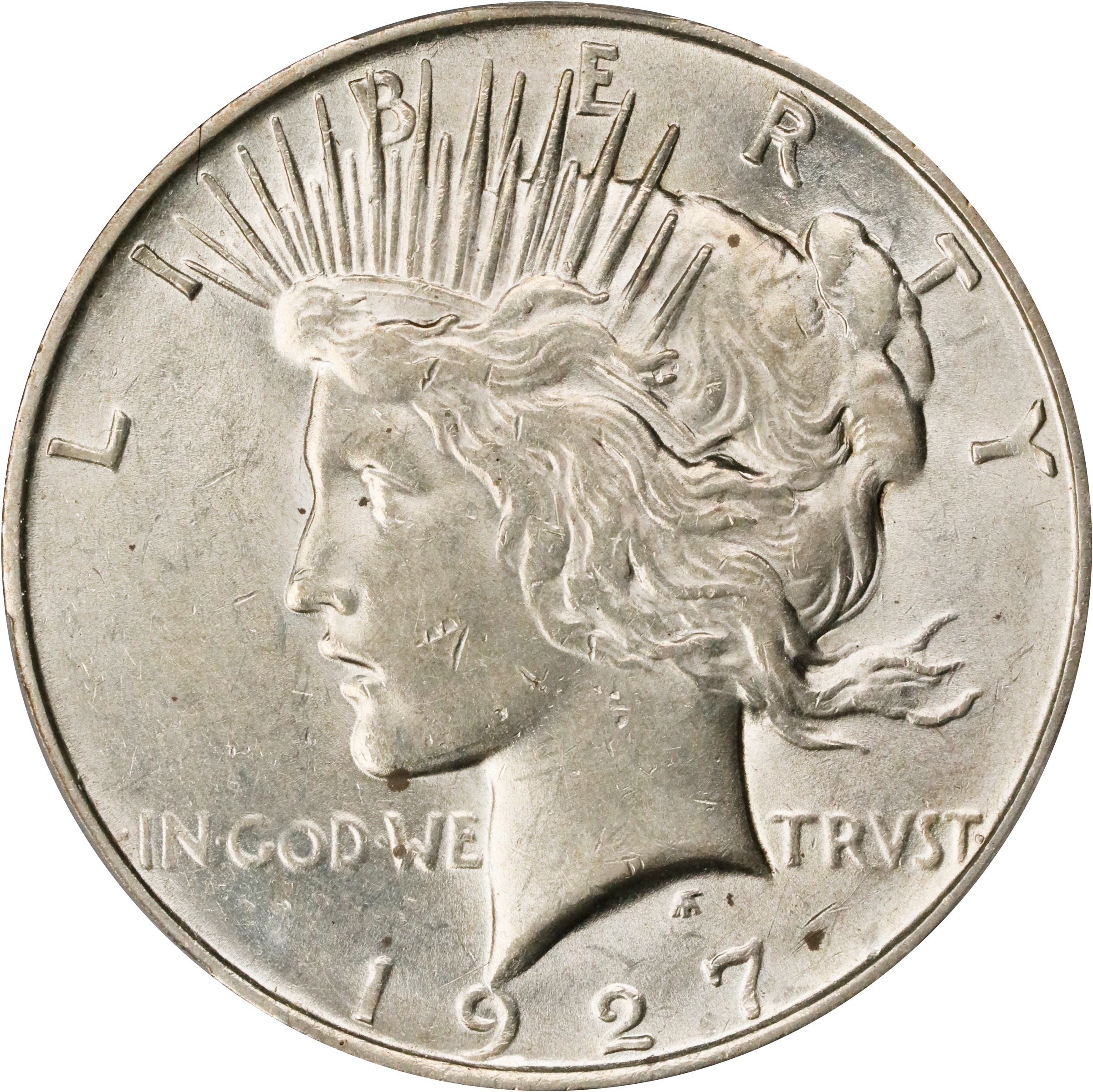 1927-D Peace Silver Dollar. AU-53 (PCGS).