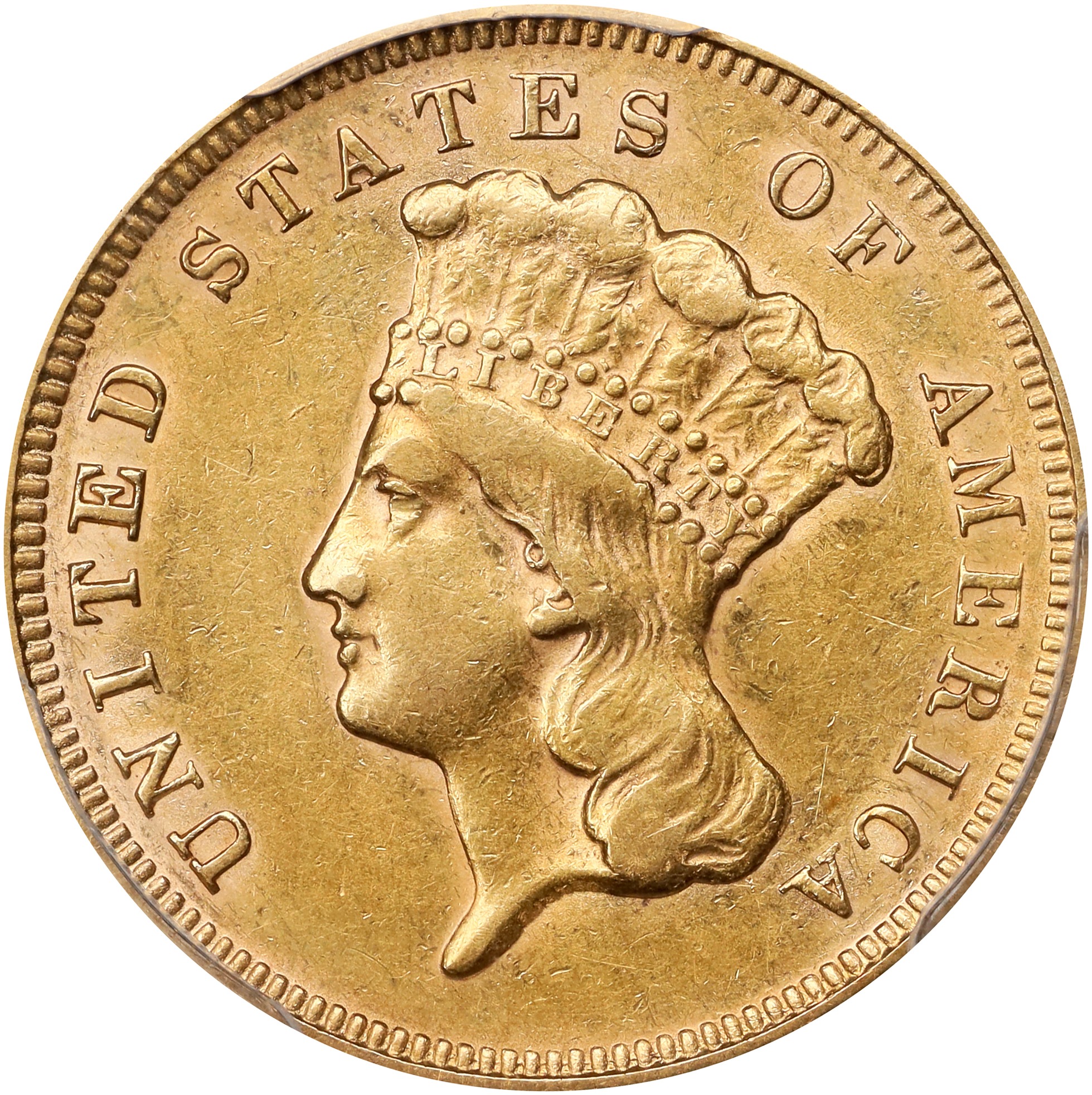 1878 Three-Dollar Gold Piece. AU-53 (PCGS).