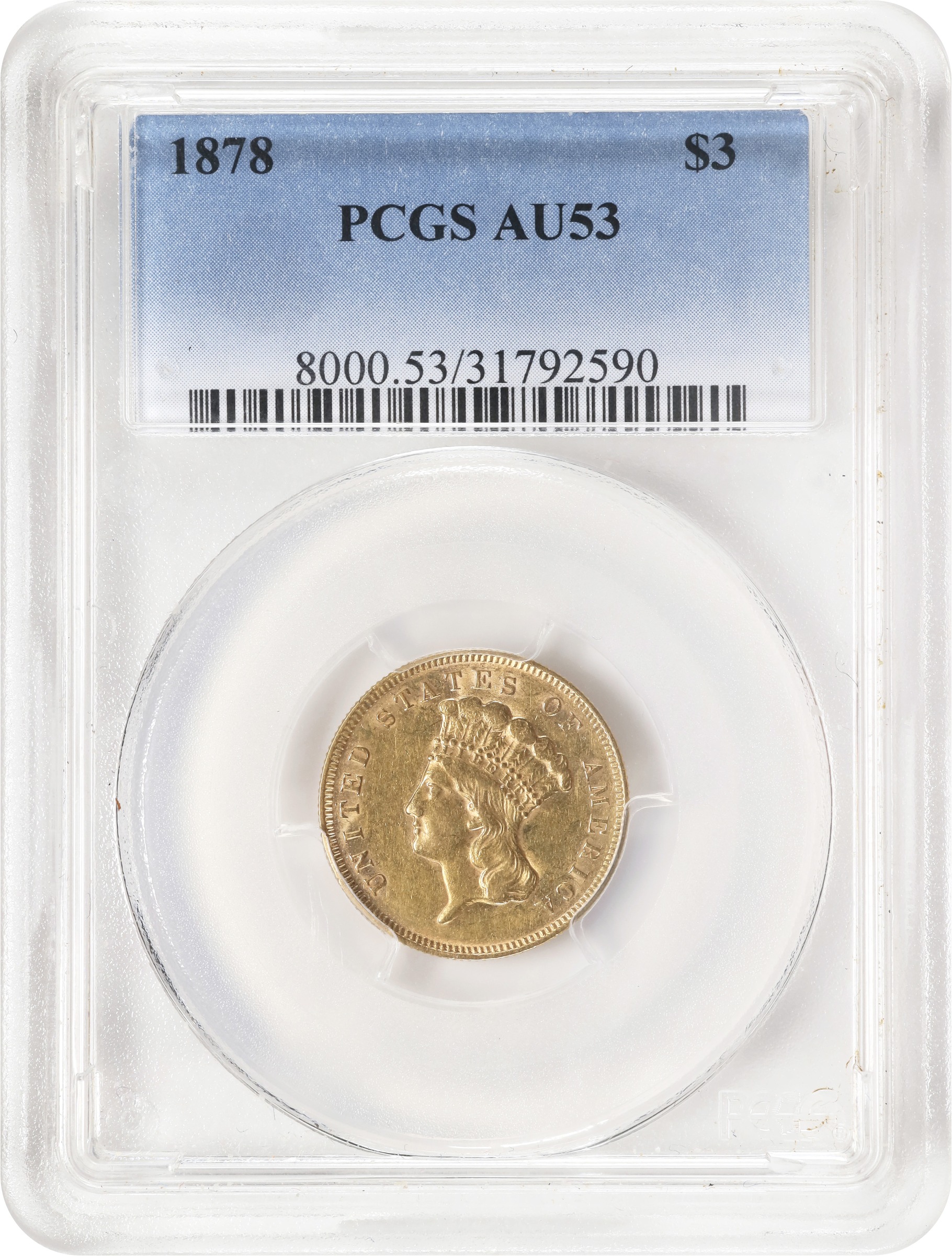 1878 $3 AU53 thumbnail 3