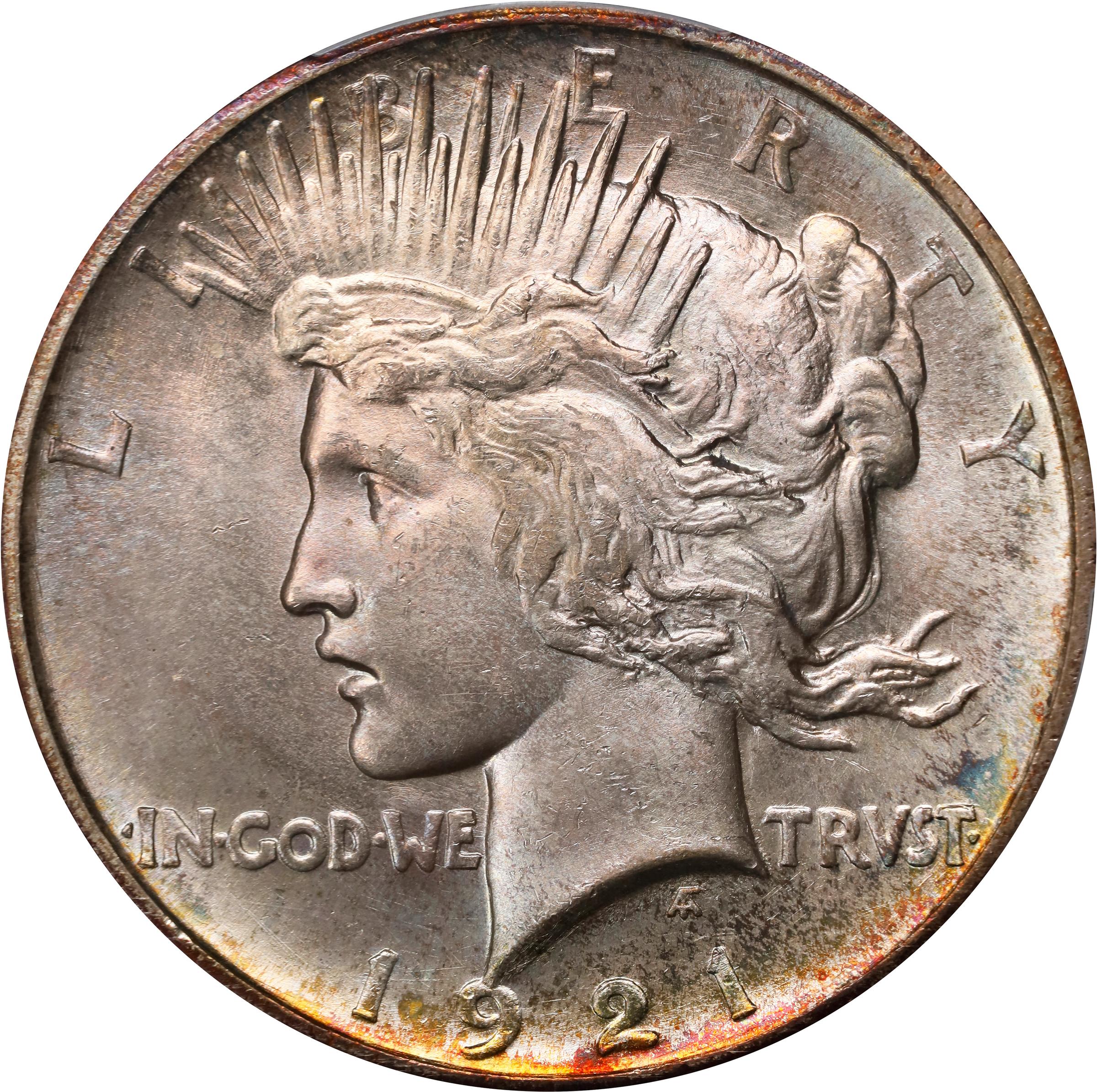 image for: 1921 Peace Silver Dollar. High Relief. VAM-1H. Elite 30 Variety. Polishing Lines. MS-65 (PCGS).