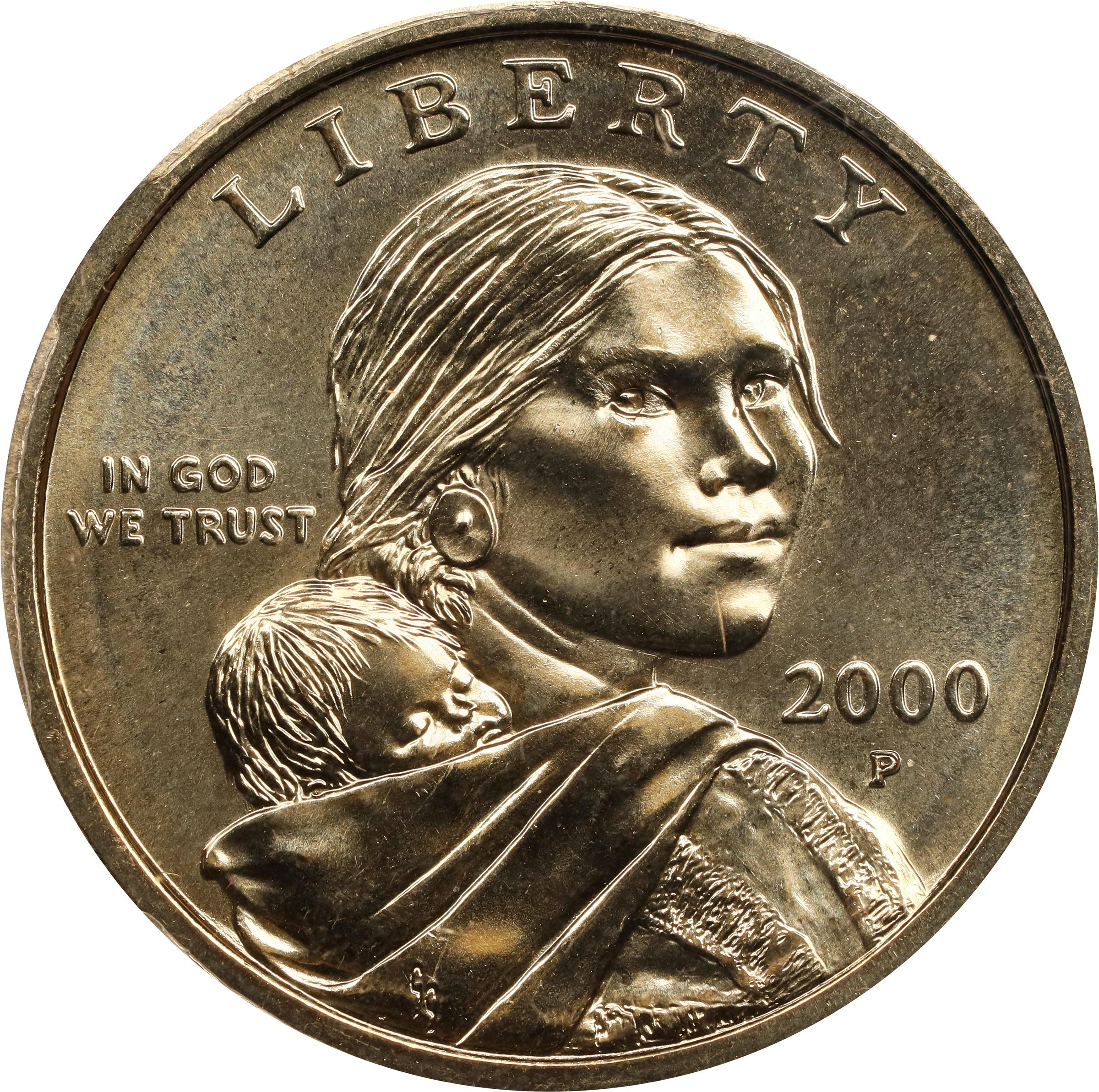 image for: 2000-P Sacagawea "Cheerios" Dollar. FS-902. Boldly Detailed Tail Feathers. MS-68 (ANACS).
