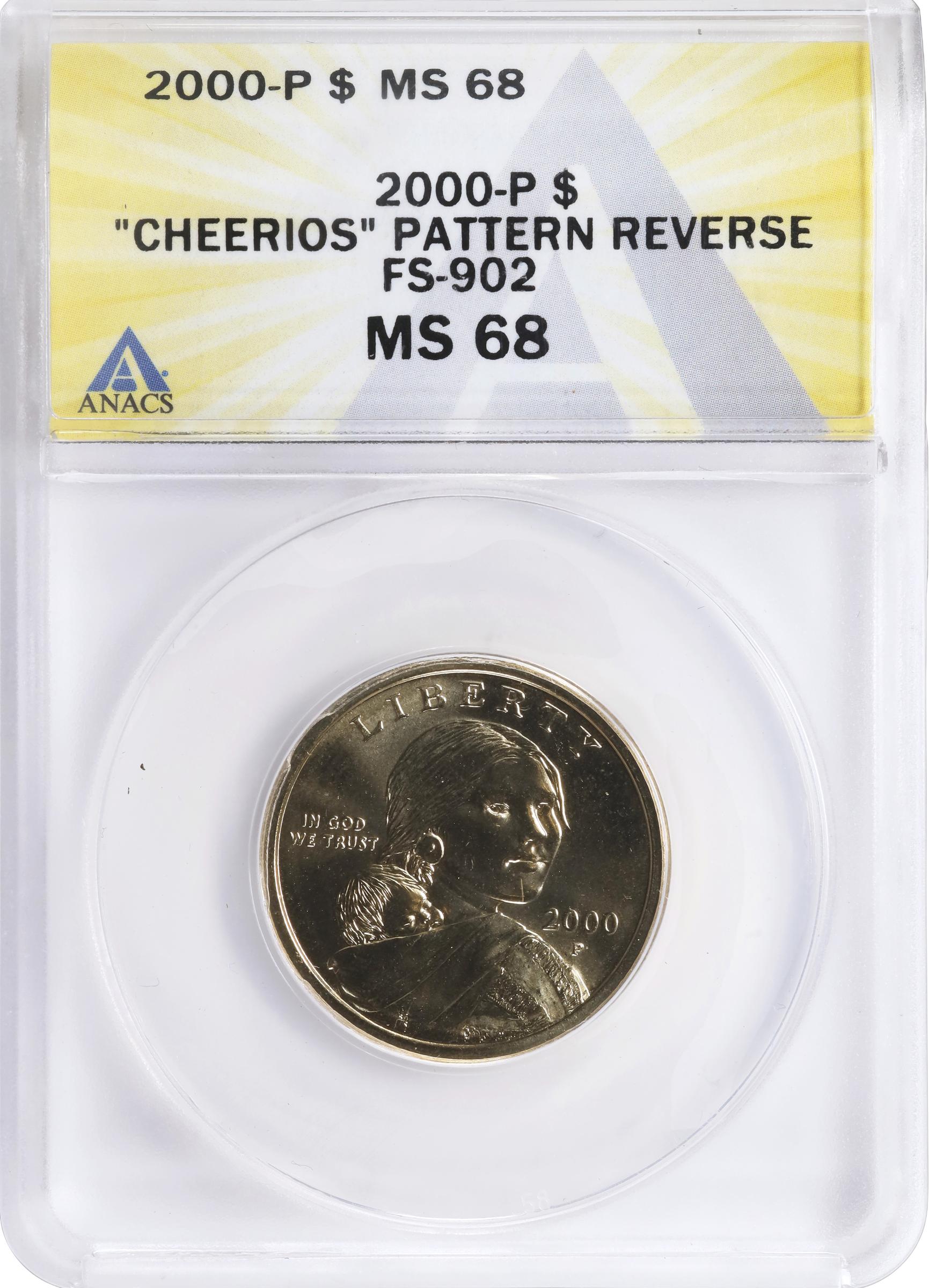 image for: 2000-P Sacagawea "Cheerios" Dollar. FS-902. Boldly Detailed Tail Feathers. MS-68 (ANACS).
