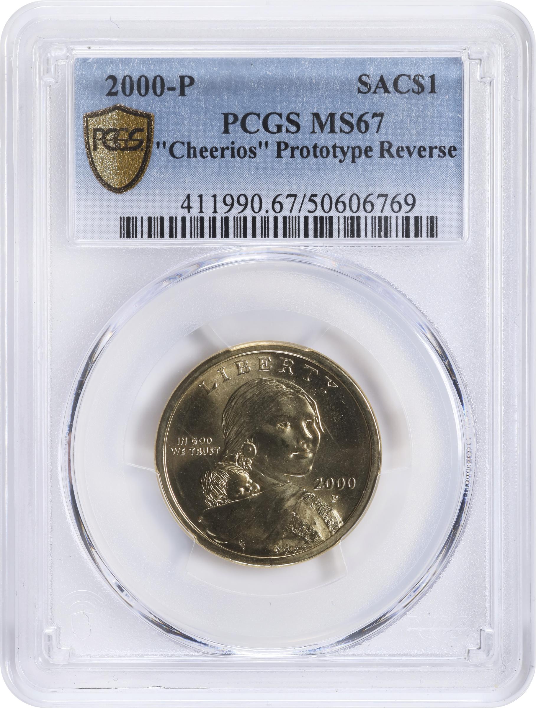 image for: 2000-P Sacagawea "Cheerios" Dollar. FS-902. Boldly Detailed Tail Feathers. MS-67 (PCGS).