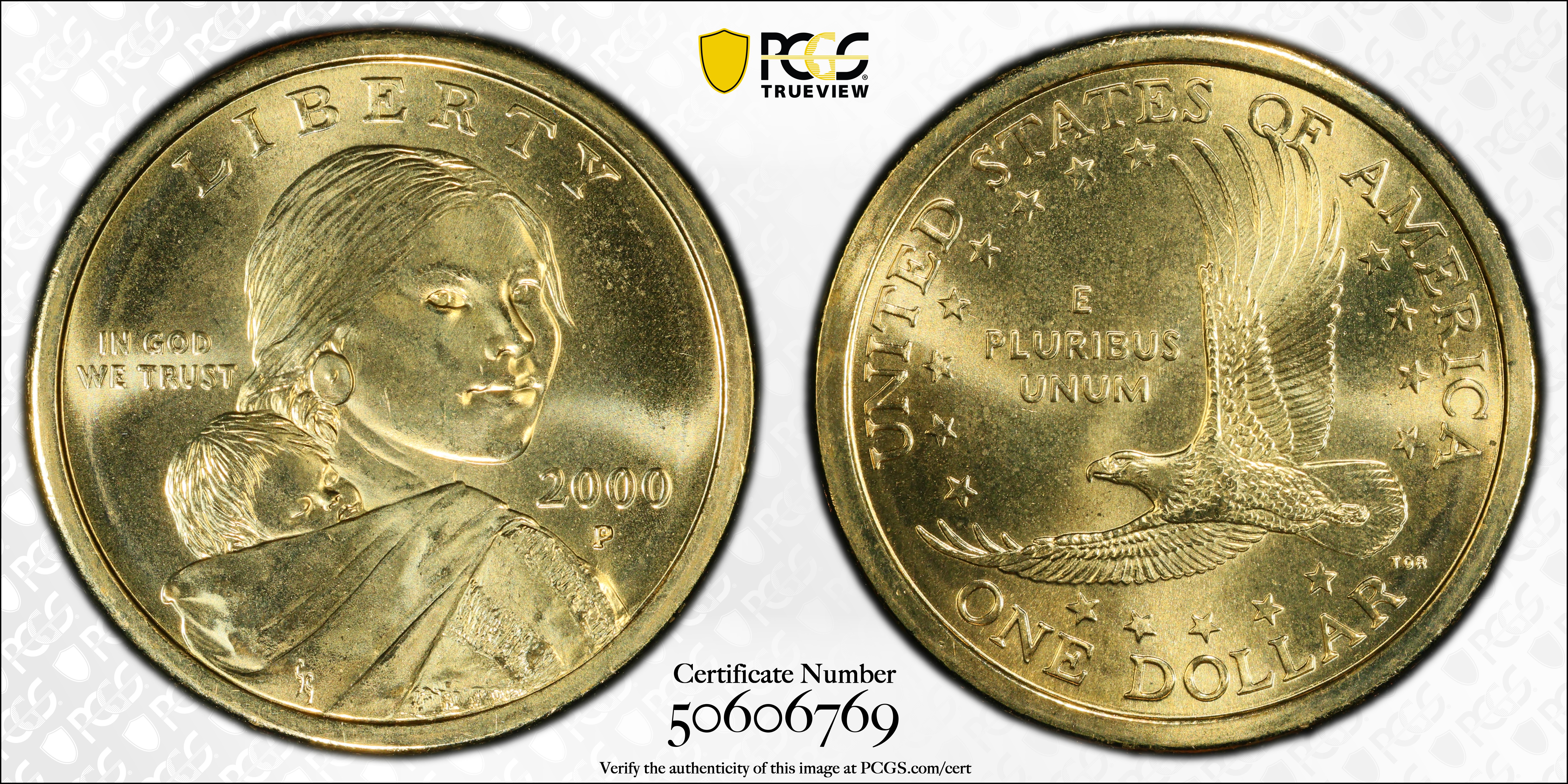 image for: 2000-P Sacagawea "Cheerios" Dollar. FS-902. Boldly Detailed Tail Feathers. MS-67 (PCGS).
