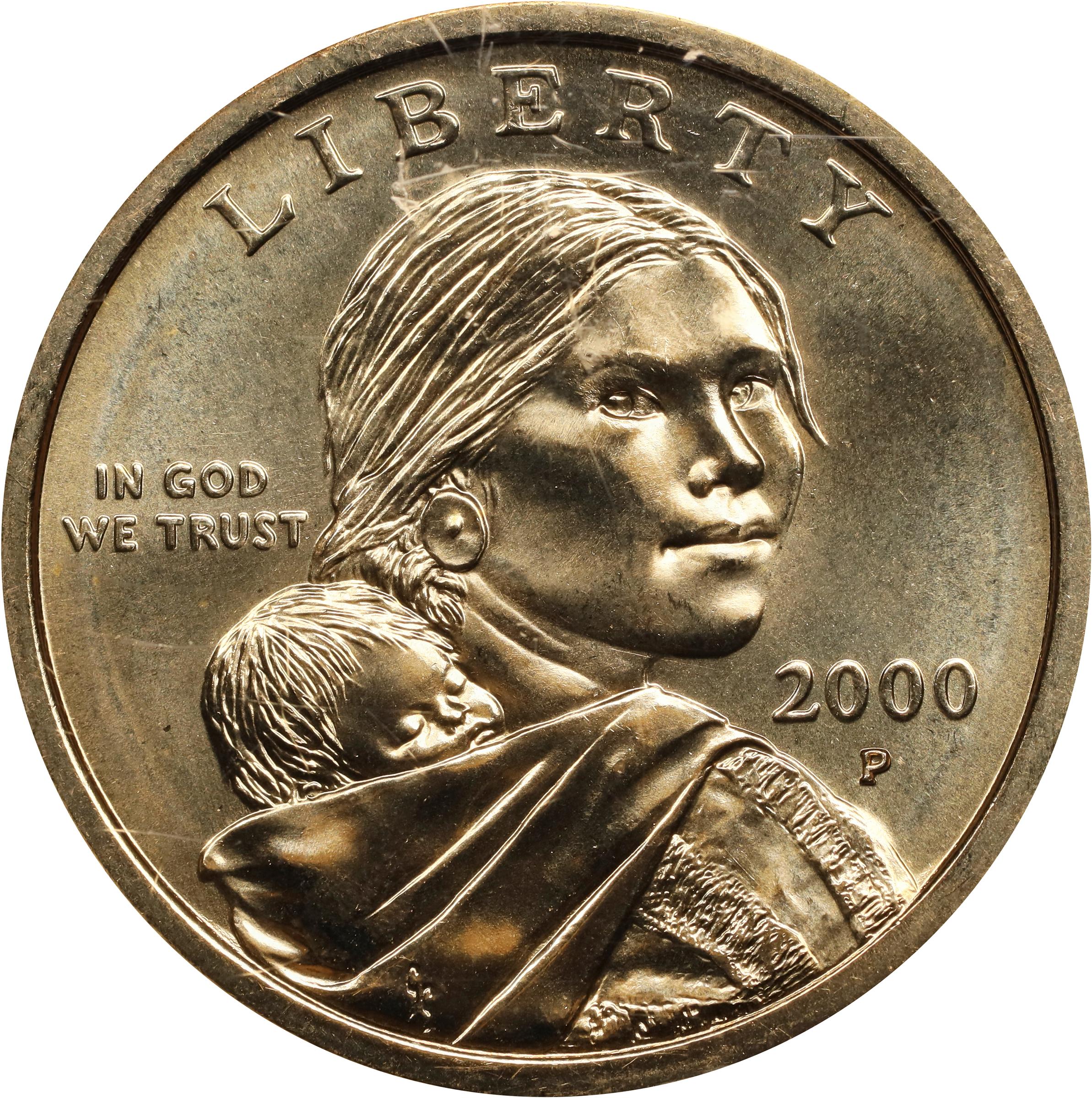 image for: 2000-P Sacagawea "Cheerios" Dollar. FS-902. Boldly Detailed Tail Feathers. MS-67 (NGC).